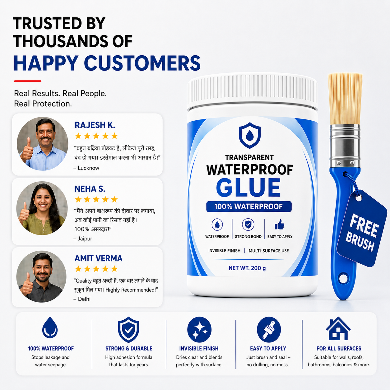 Transparent Waterproof Glue (Buy 1 Get Free) + Free Brush 🔥