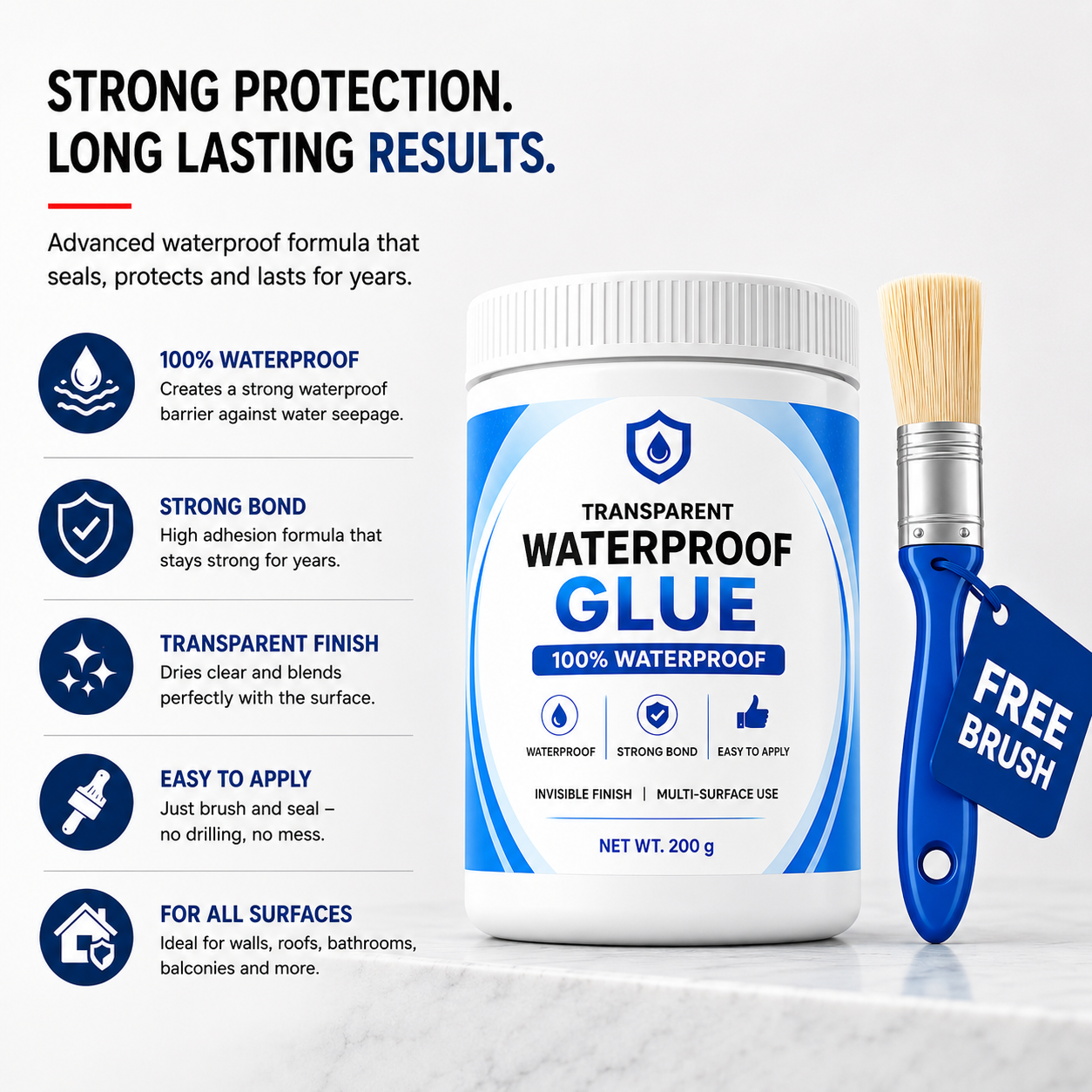 Transparent Waterproof Glue (Buy 1 Get Free) + Free Brush 🔥
