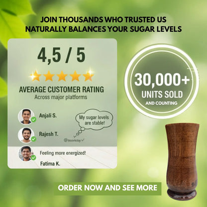 SugarCare Balance Wooden Water Glass (Natural Sugar Solution)